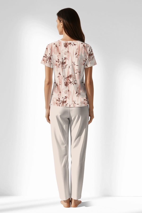 Woman Polyviscon Selvine Buttoned Collar Pyjama Set - ROTASYON - Image 3