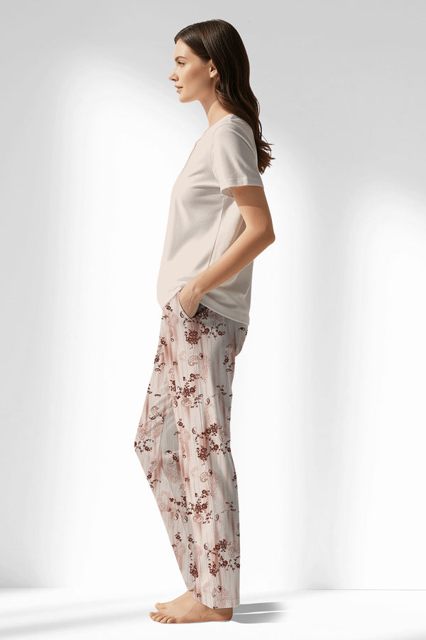 Woman Polyviscon Selvine Drop Collar Pyjama Set - METRAJ ZEMIN - Image 2