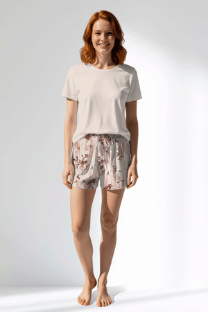 Woman Polyviscon Selvine Short Set - METRAJ ZEMIN - Image 1