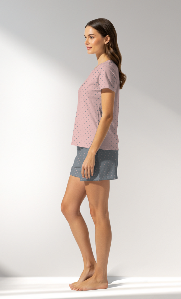 Woman Supreme Polka Short Set - B-ROTASYON (PEMBE ZEMIN) - Image 2