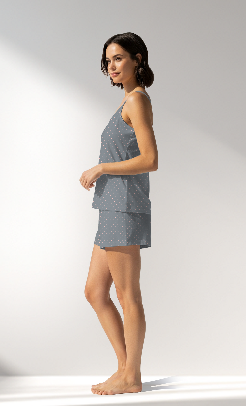 Woman Supreme Thin Strap Polka Short Set - A-ROTASYON (GRI ZEMIN) - Image 1