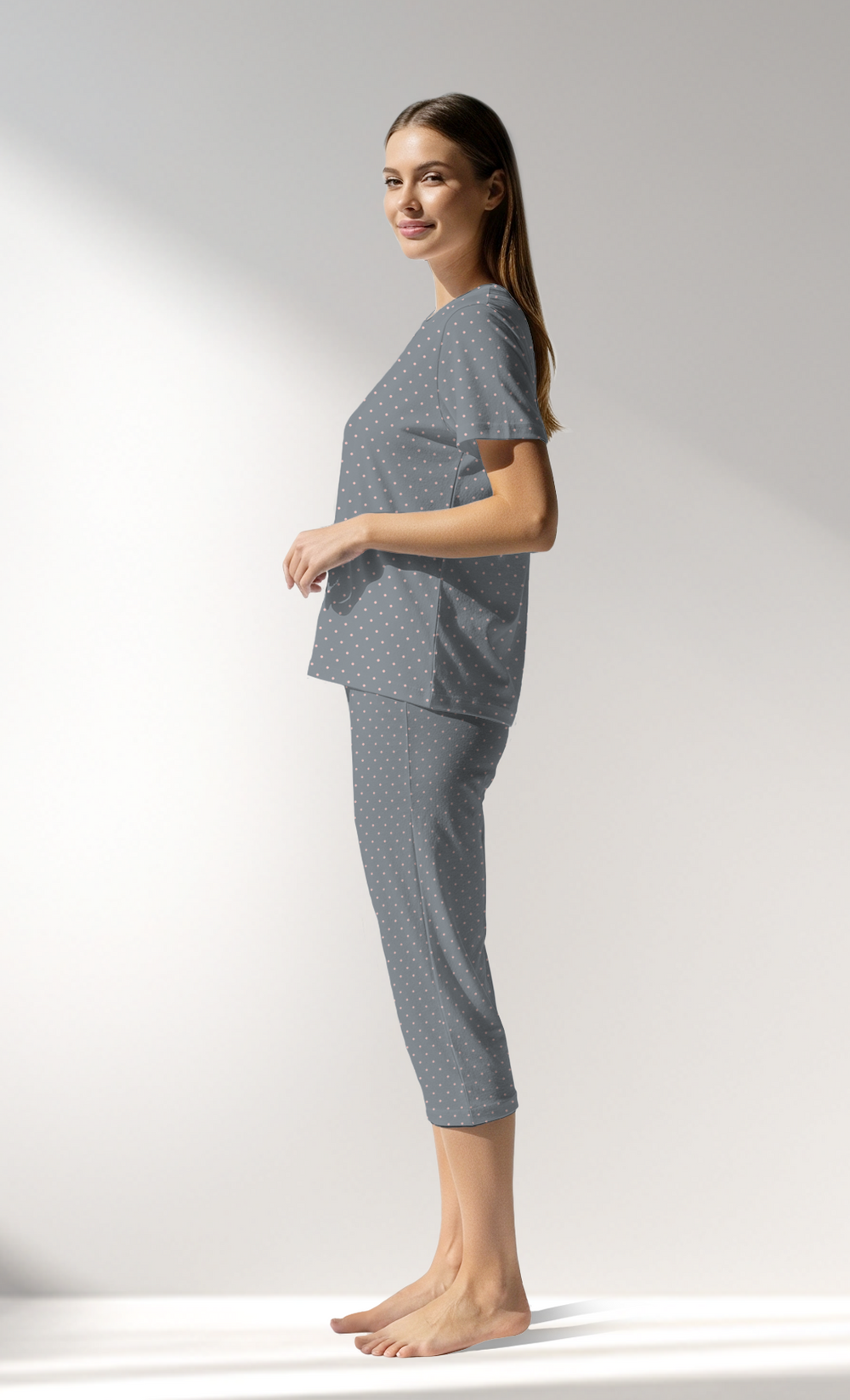 Woman Supreme Polka Capri Set - A-ROTASYON (GRI ZEMIN) - Image 1