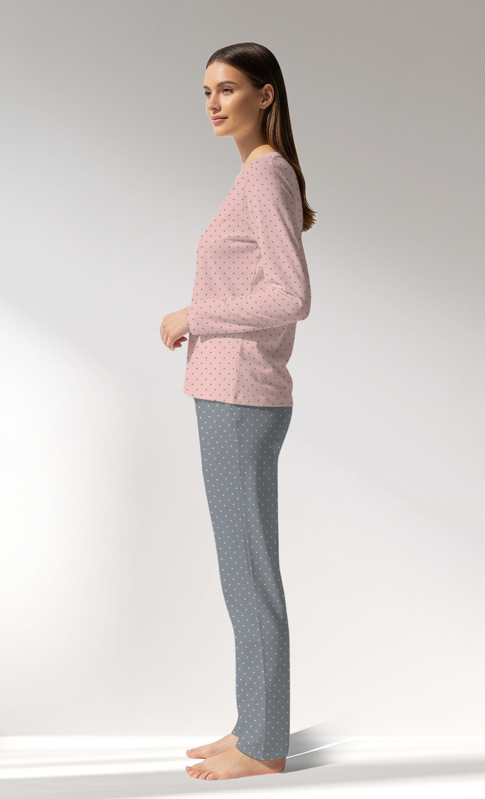 Woman Supreme Polka Pyjama Set - A-ROTASYON (GRI ZEMIN) - Image 1