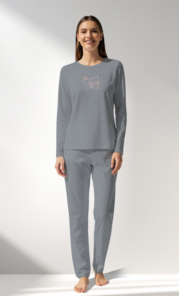 Woman Supreme Polka Pyjama Set - A-ROTASYON (GRI ZEMIN) - Image 2