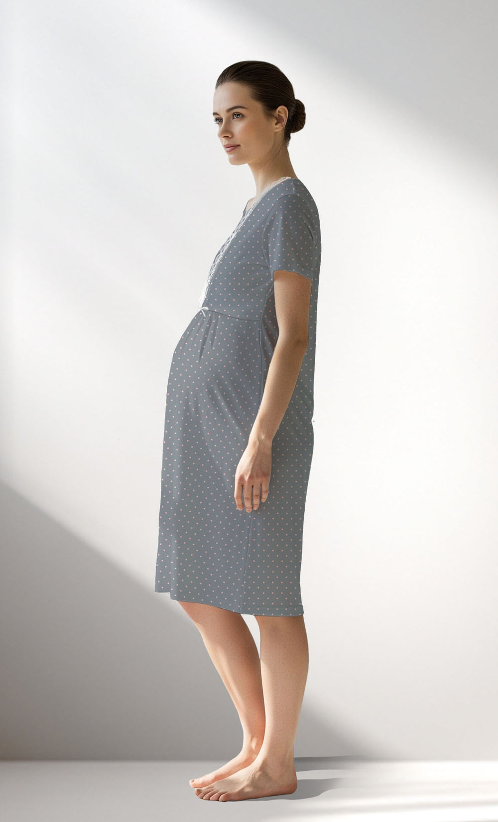 Woman Supreme Polka Pregnant Tunic - A-ROTASYON (GRI ZEMIN) - Image 1