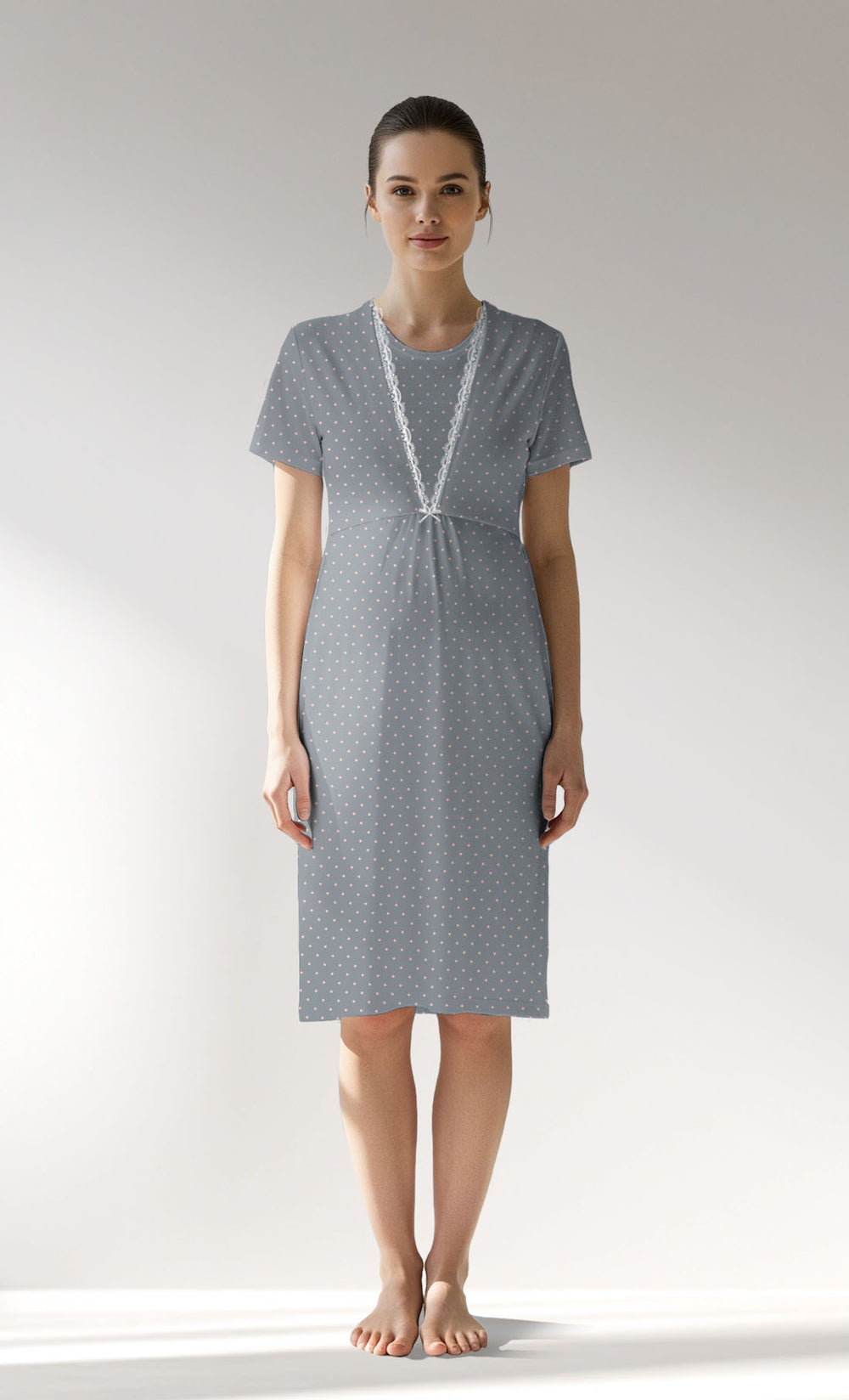 Woman Supreme Polka Pregnant Tunic - A-ROTASYON (GRI ZEMIN) - Image 1