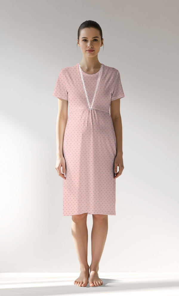 Woman Supreme Polka Pregnant Tunic - B-ROTASYON (PEMBE ZEMIN) - Image 4