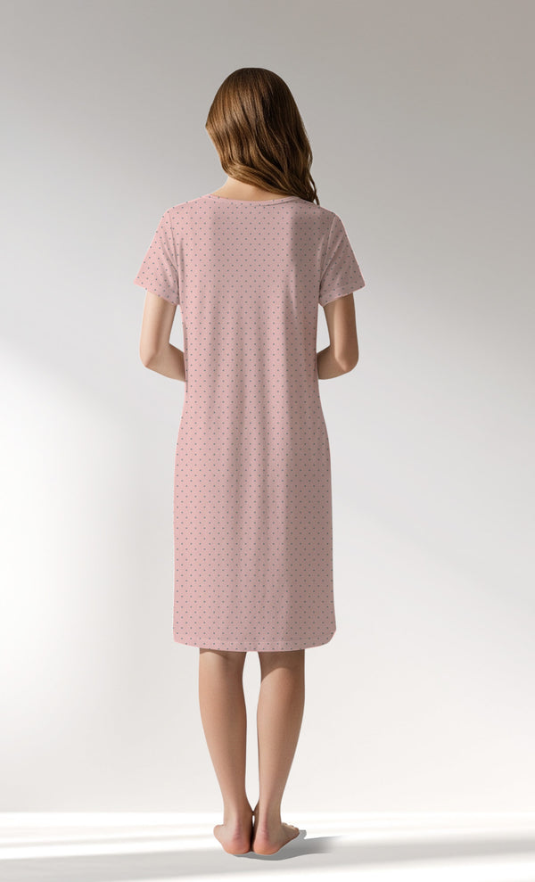 Woman Supreme Zipper Detail Polka Pregnant Tunic - B-ROTASYON (PEMBE ZEMIN) - Image 6