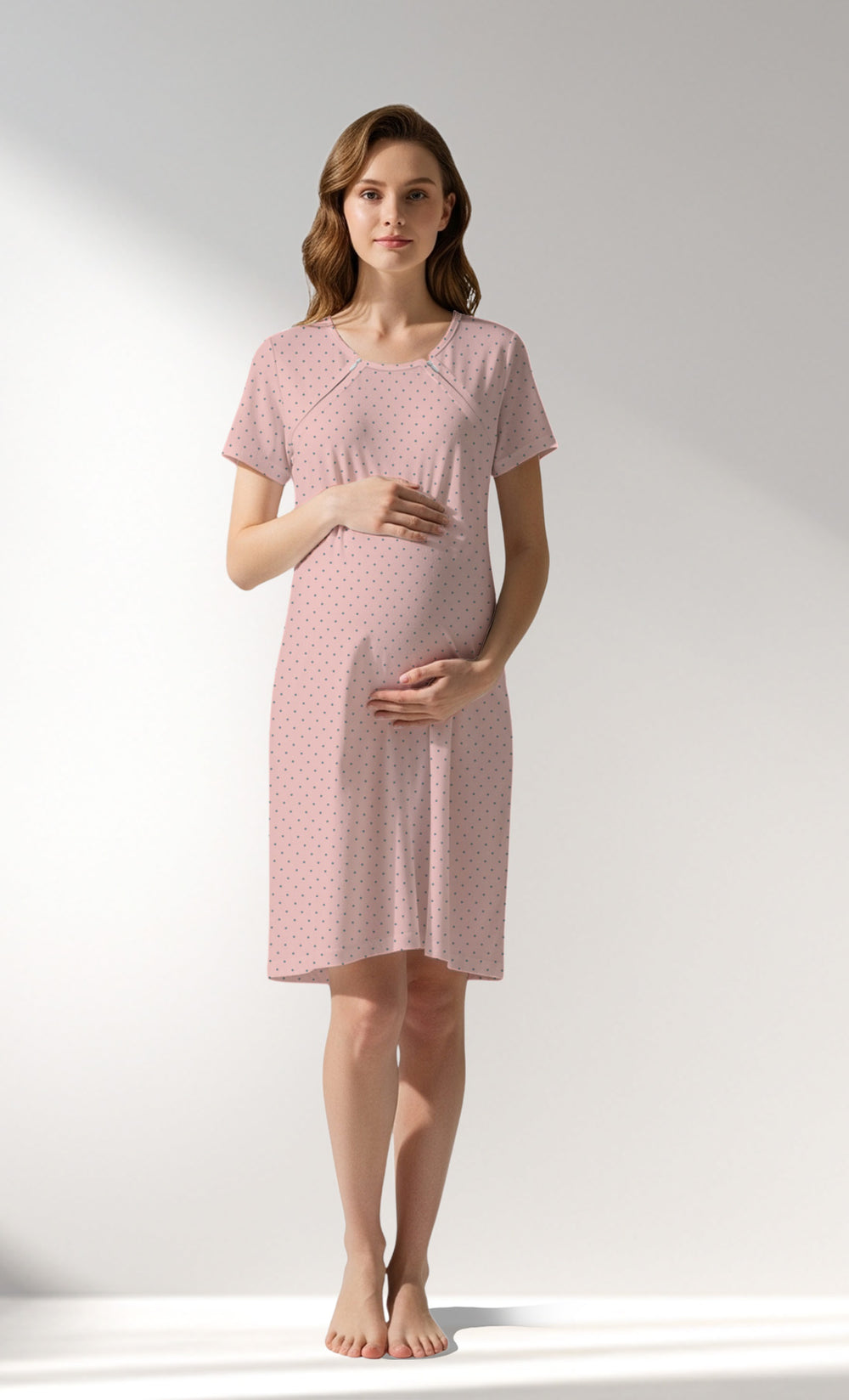 Woman Supreme Zipper Detail Polka Pregnant Tunic - A-ROTASYON (GRI ZEMIN) - Image 1