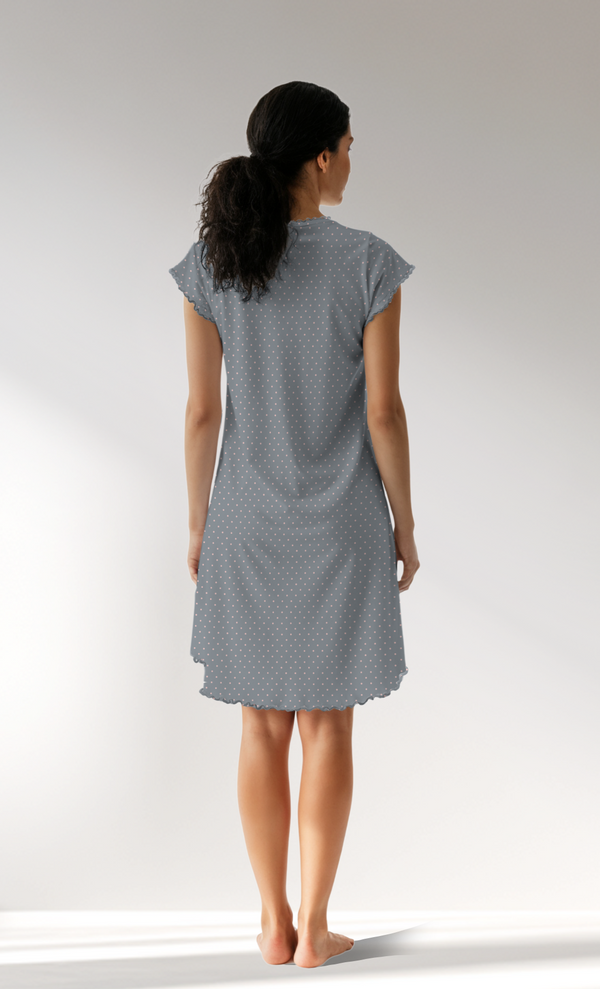 Woman Supreme V Neck Polka Tunic - A-ROTASYON (GRI ZEMIN) - Image 3