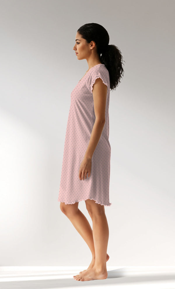 Woman Supreme V Neck Polka Tunic - B-ROTASYON (PEMBE ZEMIN) - Image 5