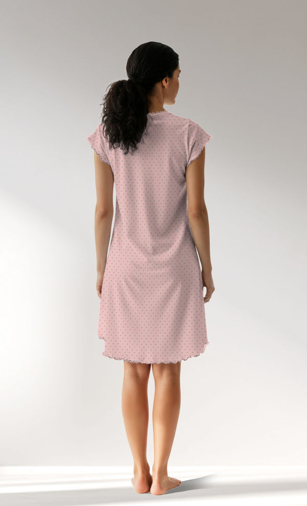 Woman Supreme V Neck Polka Tunic - B-ROTASYON (PEMBE ZEMIN) - Image 6