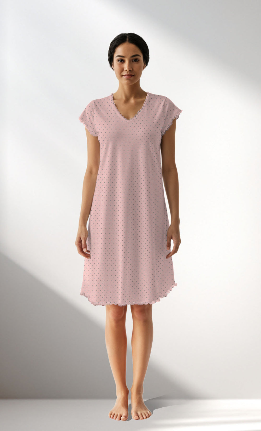 Woman Supreme V Neck Polka Tunic - A-ROTASYON (GRI ZEMIN) - Image 1