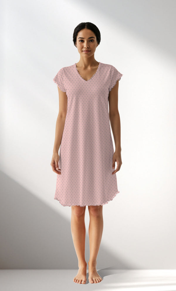Woman Supreme V Neck Polka Tunic - B-ROTASYON (PEMBE ZEMIN) - Image 4