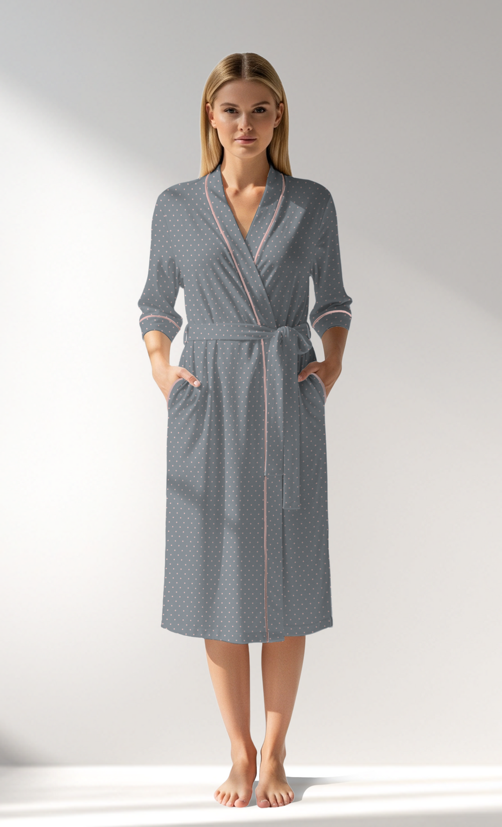Woman Supreme Polka Dressing Gown - A-ROTASYON (GRI ZEMIN) - Image 1