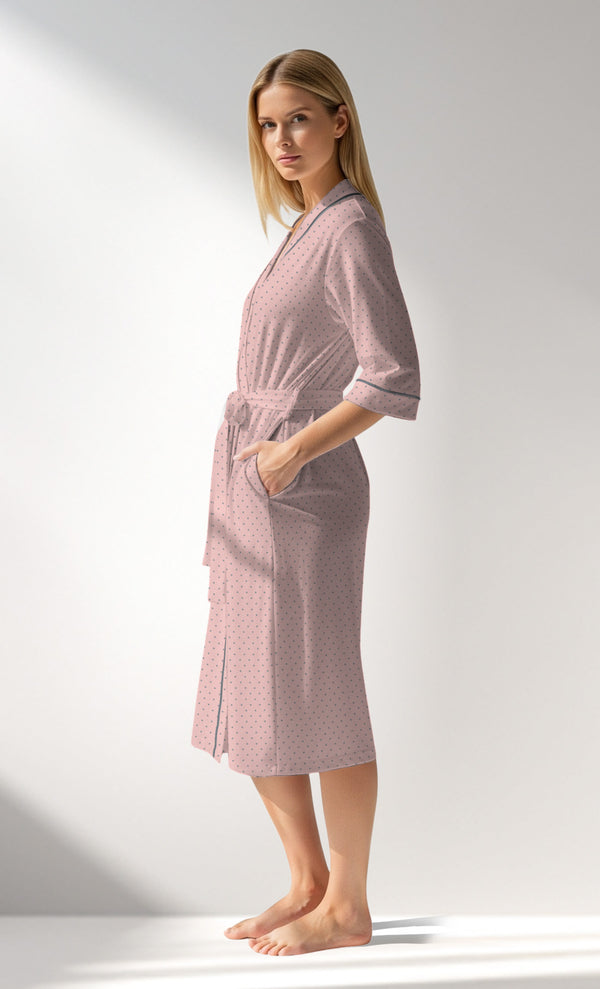 Woman Supreme Polka Dressing Gown - B-ROTASYON (PEMBE ZEMIN) - Image 5