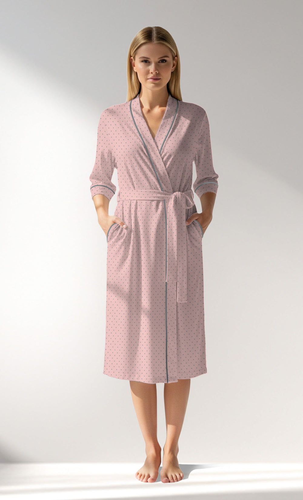 Woman Supreme Polka Dressing Gown - A-ROTASYON (GRI ZEMIN) - Image 1