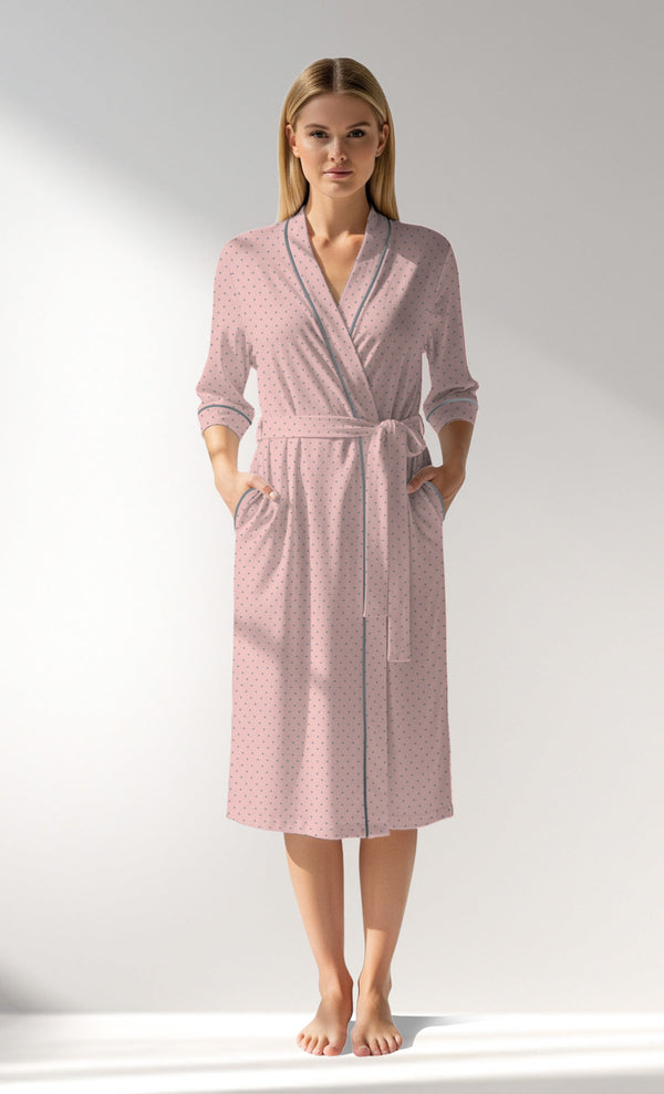 Woman Supreme Polka Dressing Gown - B-ROTASYON (PEMBE ZEMIN) - Image 4