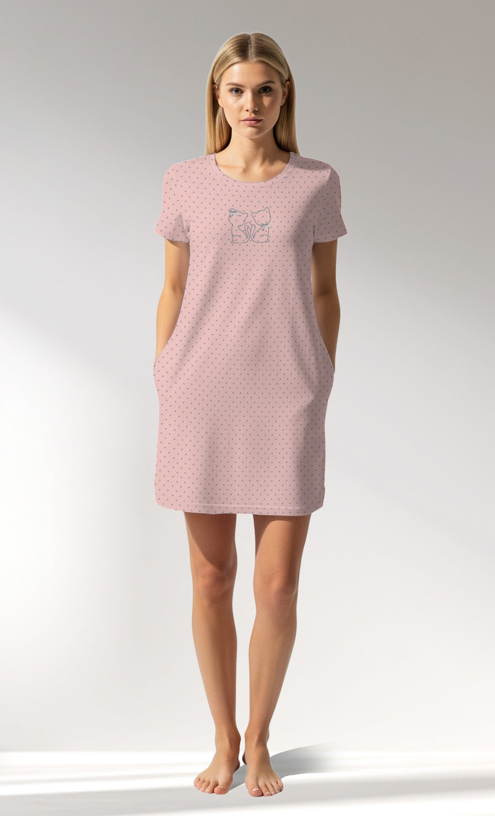 Woman Supreme Polka Pocket Detail Tunic - A-ROTASYON (GRI ZEMIN) - Image 1