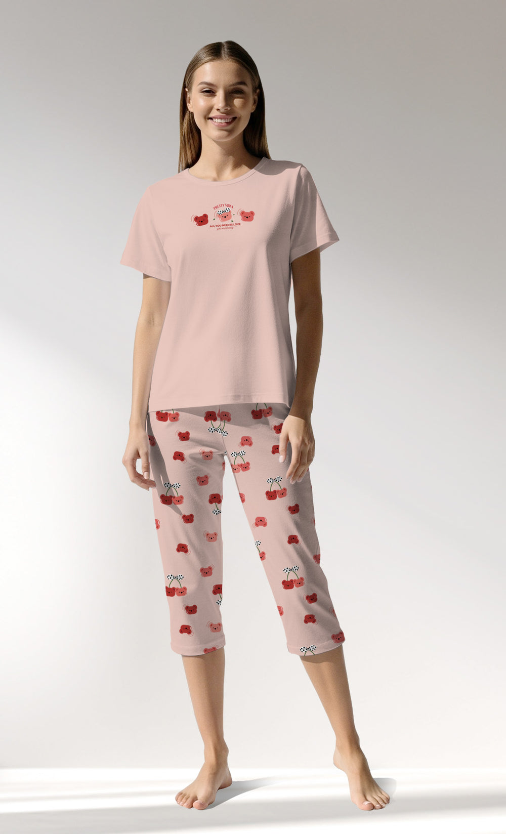Woman Supreme Cherrybear Capri Set - A-13-1404 - Image 1