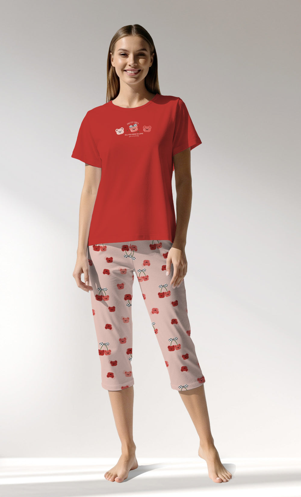 Woman Supreme Cherrybear Capri Set - A-13-1404 - Image 1