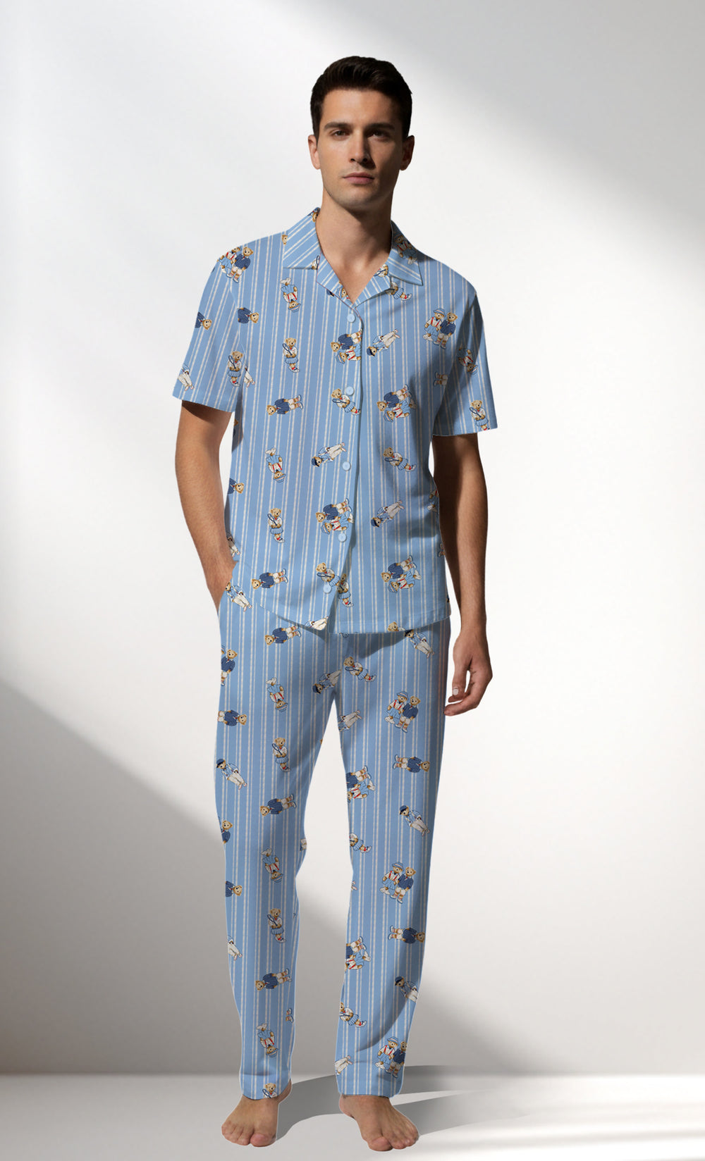 Man Supreme Bearly Buttoned Pyjama Set - Image 1