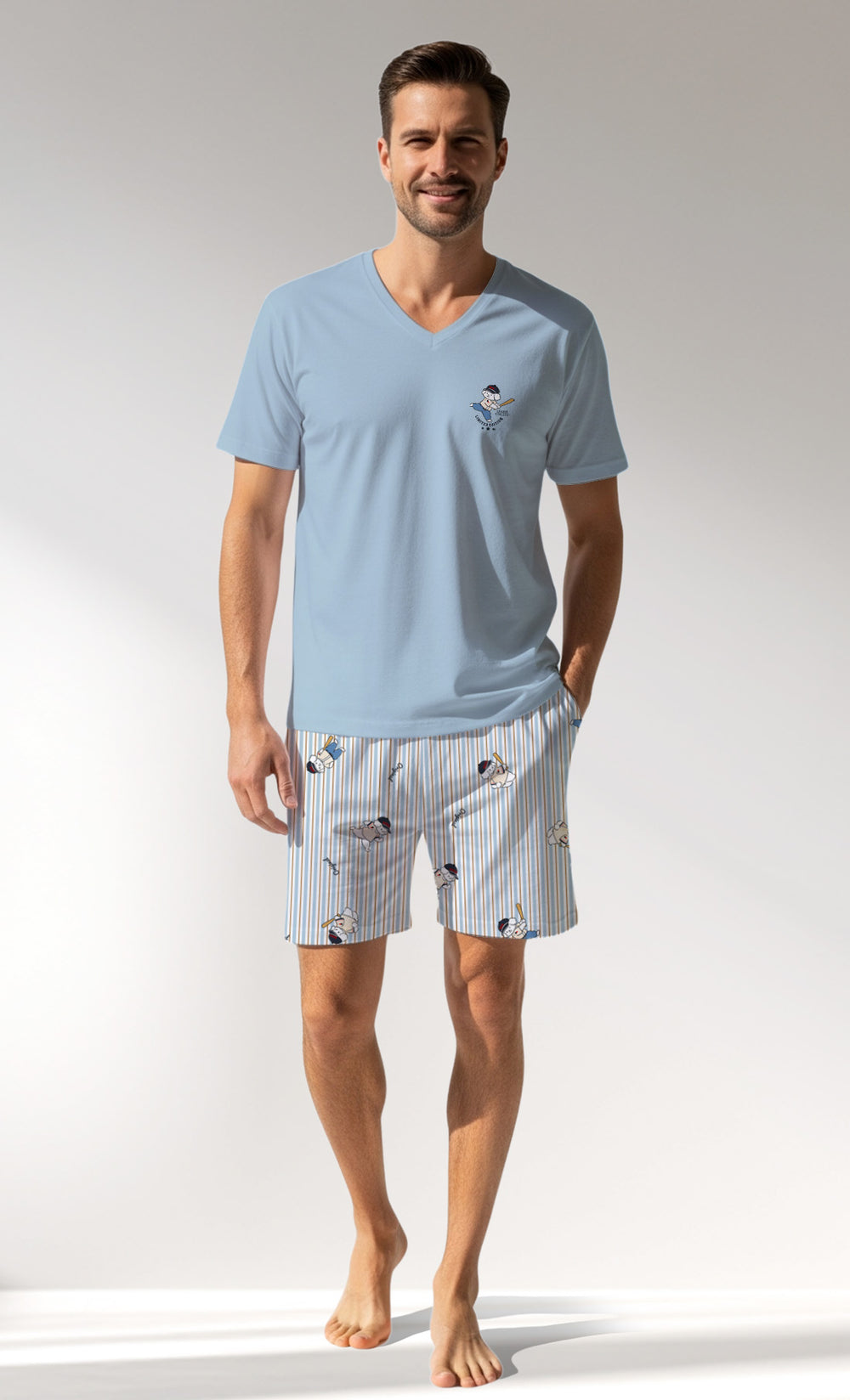 Man Supreme Baseballclub V Neck Short Set - A-13-4210 - Image 1
