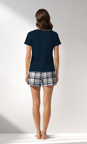 Woman Supreme Plaidwing Short Set - B-LACIVERT - Image 3