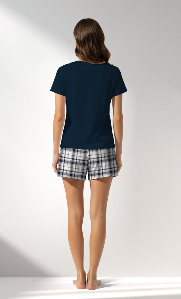 Woman Supreme Plaidwing Short Set - B-LACIVERT - Image 3