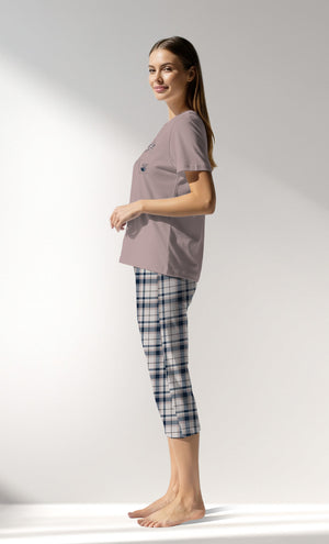Woman Supreme Plaidwing Capri Set - A-KOYU KREM - Image 2