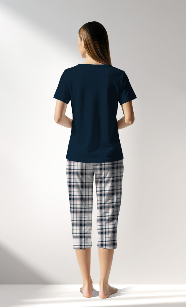 Woman Supreme Plaidwing Capri Set - B-LACIVERT - Image 3