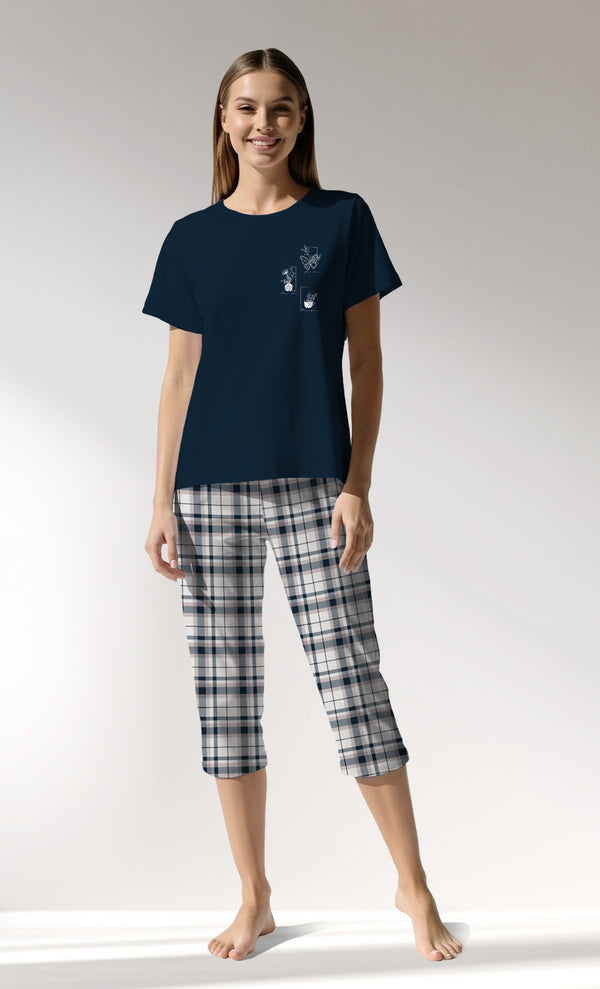 Woman Supreme Plaidwing Capri Set - B-LACIVERT - Image 1