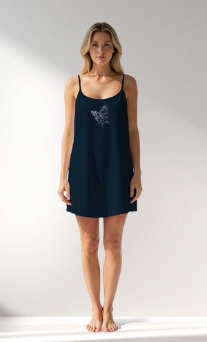 Woman Supreme Plaidwing Thin Strap Tunic - B-LACIVERT - Image 1