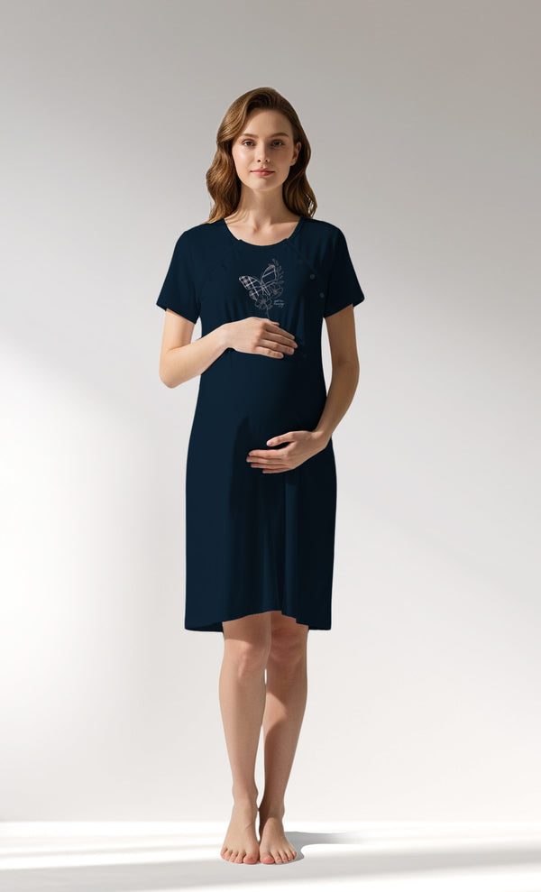 Woman Supreme Plaidwing Pregnant Tunic - B-LACIVERT - Image 1