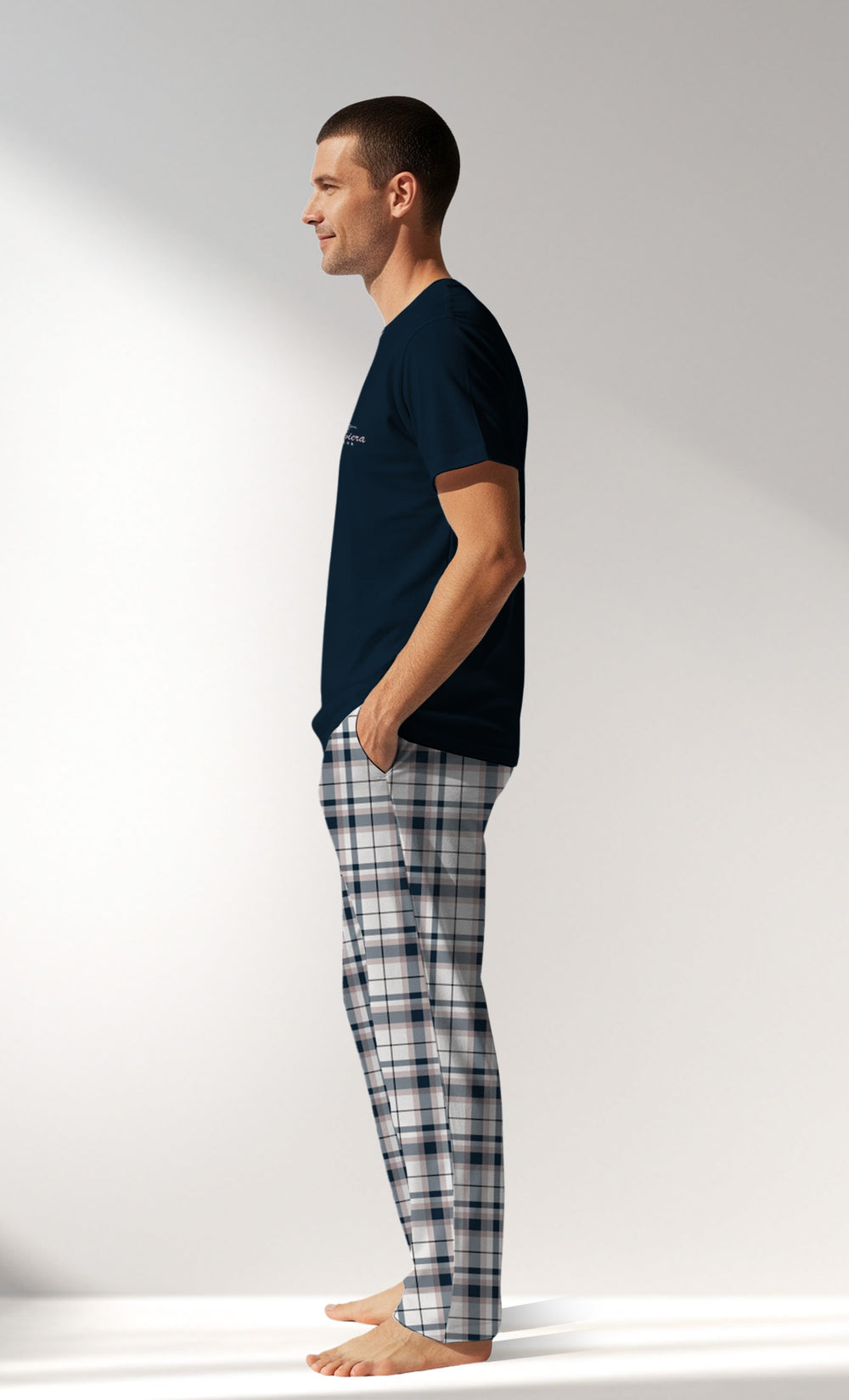 Man Supreme Plaidharbor Pyjama Set - LACIVERT - Image 1