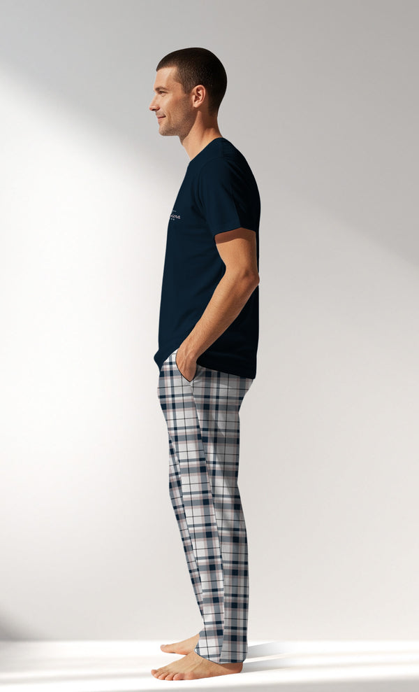Man Supreme Plaidharbor Pyjama Set - LACIVERT - Image 2