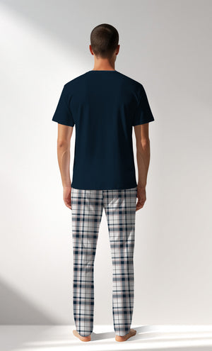 Man Supreme Plaidharbor Pyjama Set - LACIVERT - Image 3