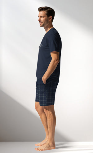 Man Supreme BeachClub V Neck Short Set - A-LACIVERT - Image 2