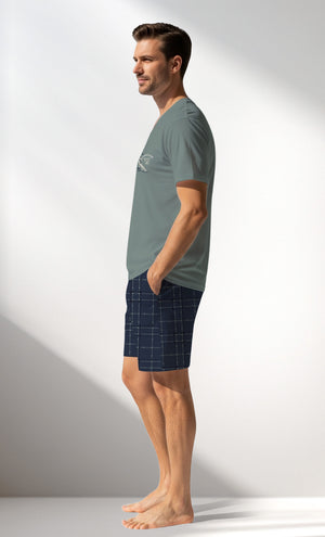 Man Supreme BeachClub V Neck Short Set - B-YESIL - Image 2