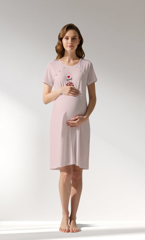 Woman Supreme CoffeTime Pregnant Tunic - PEMBE - Image 1