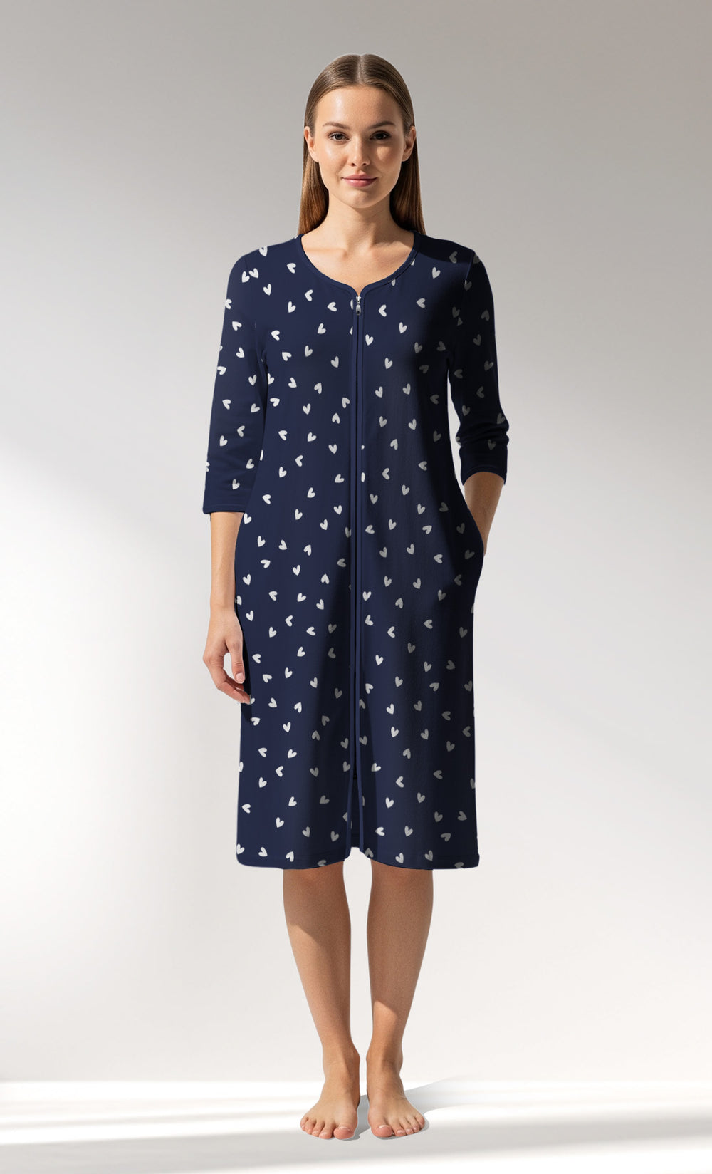 Woman Supreme HeartBeat Home Dress - A-ROTASYON (LACIVERT ZEMIN) - Image 1