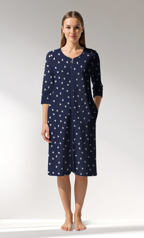 Woman Supreme HeartBeat Home Dress - A-ROTASYON (LACIVERT ZEMIN) - Image 1