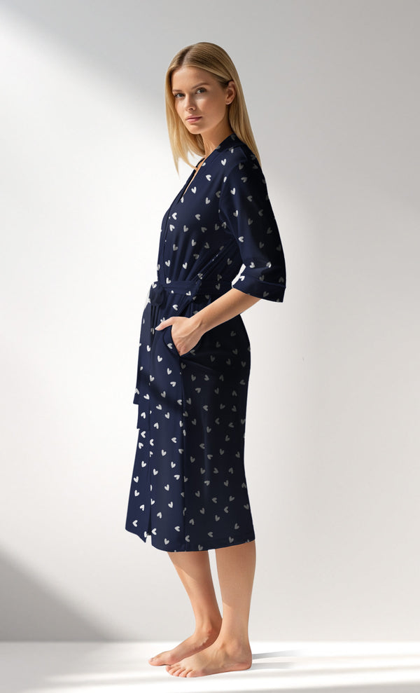 Woman Supreme HeartBeat Dressing Gown - A-ROTASYON (LACIVERT ZEMIN) - Image 2