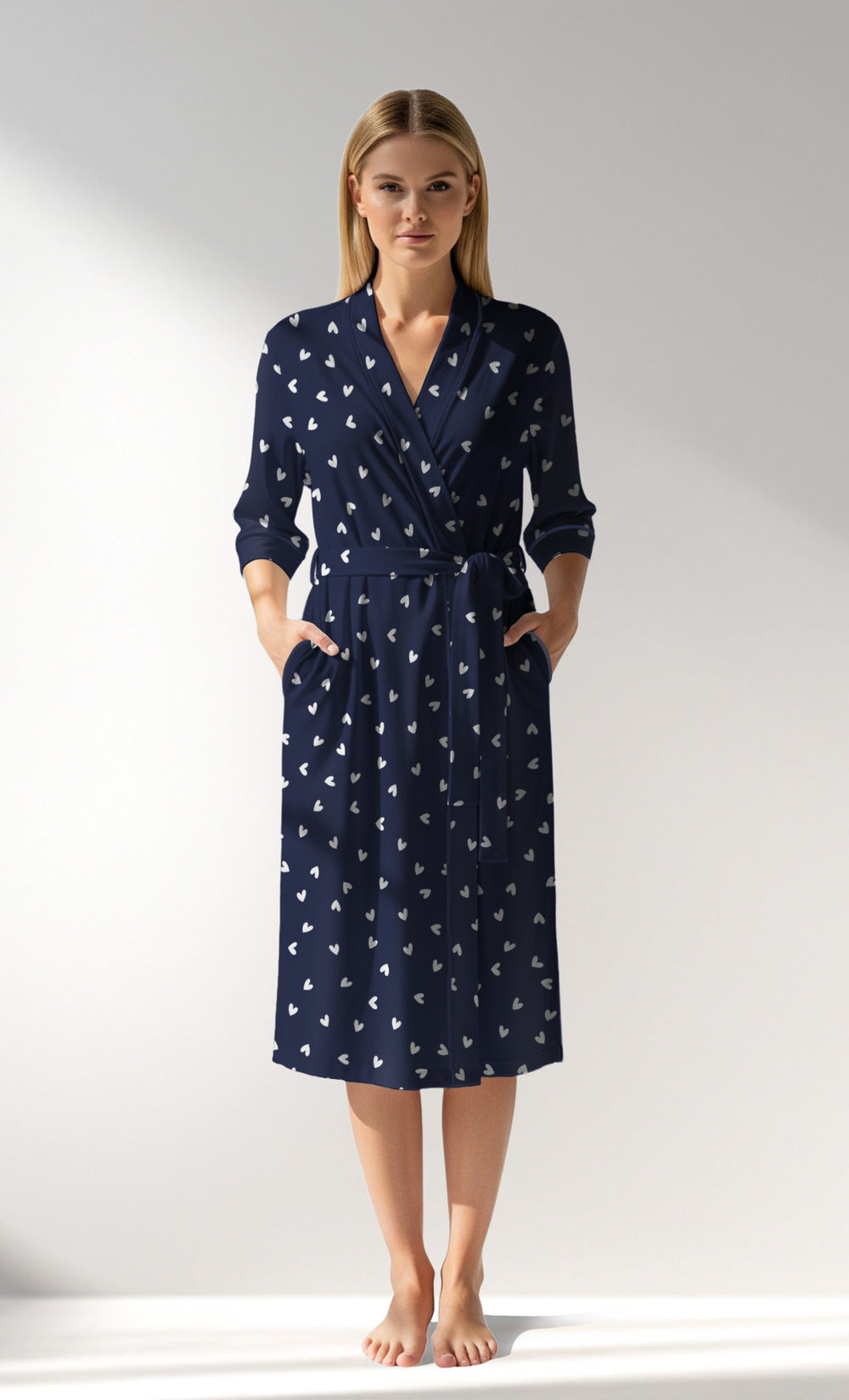 Woman Supreme HeartBeat Dressing Gown - A-ROTASYON (LACIVERT ZEMIN) - Image 1
