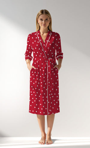Woman Supreme HeartBeat Dressing Gown - B-ROTASYON (KIRMIZI ZEMIN) - Image 1