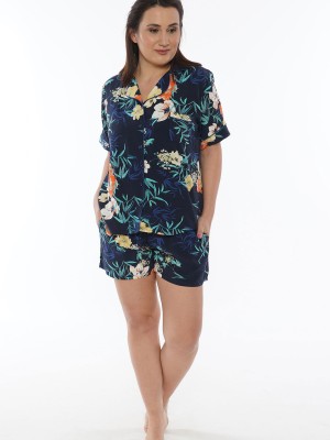 Woman Big Size Indigo Short Set Woman Big Size Indigo Short Set