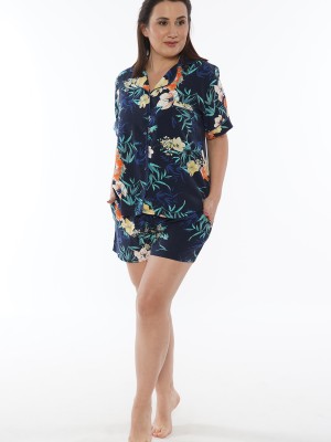 Woman Big Size Indigo Short Set Woman Big Size Indigo Short Set