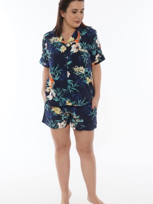 Woman Big Size Indigo Short Set Woman Big Size Indigo Short Set