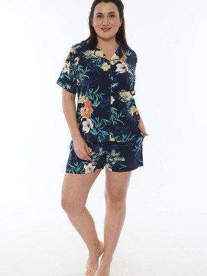 Woman Big Size Indigo Short Set Woman Big Size Indigo Short Set