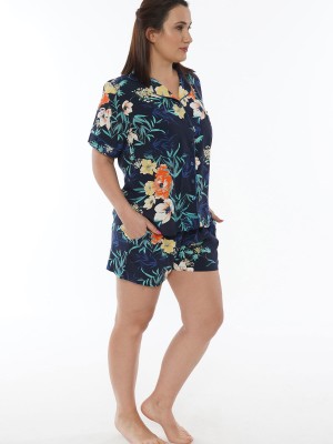 Woman Big Size Indigo Short Set Woman Big Size Indigo Short Set